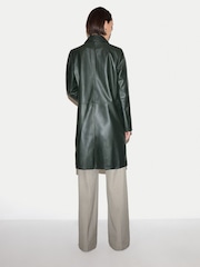 Jigsaw Green Leather Knee Length Coat - Image 4 of 6