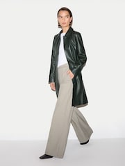 Jigsaw Green Leather Knee Length Coat - Image 5 of 6