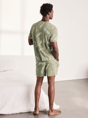 Chelsea Peers Green Cotton Lino Cut Leopard Print Long Pyjama Set - Image 4 of 6