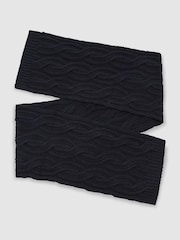 Reiss Navy Polar Cable-Knit Scarf with Wool - Image 1 of 4
