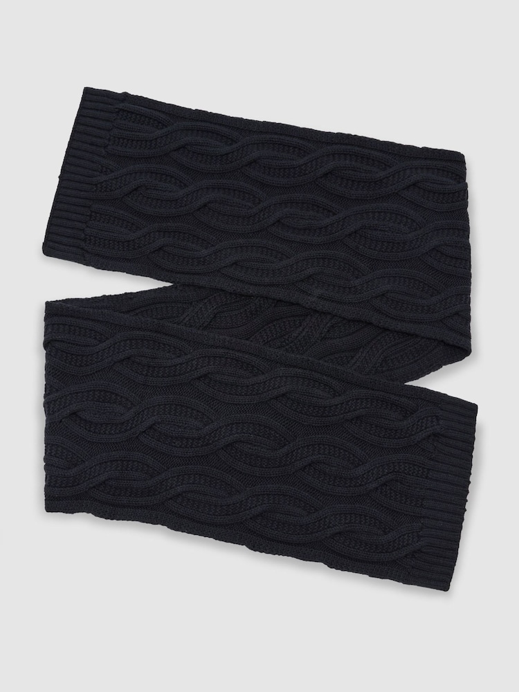Reiss Navy Polar Cable-Knit Scarf with Wool - Image 1 of 4 Reiss Navy Polar Cable-Knit Scarf with Wool - Image 1 of 4