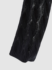 Reiss Navy Polar Cable-Knit Scarf with Wool - Image 4 of 4