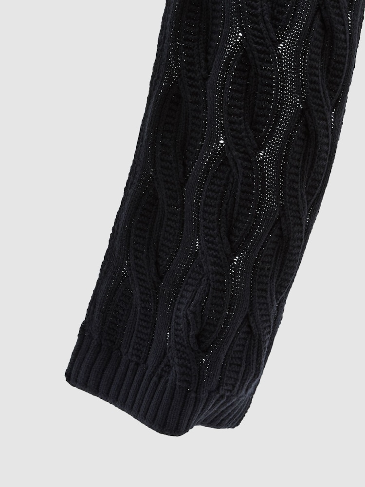 Reiss Navy Polar Cable-Knit Scarf with Wool - Image 4 of 4 Reiss Navy Polar Cable-Knit Scarf with Wool - Image 4 of 4