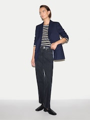Jigsaw Blue High Neck Striped Top - Image 3 of 5