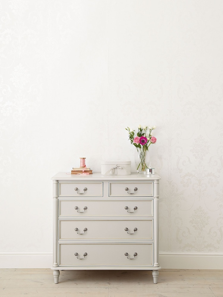 Laura Ashley Dove Grey Clifton Chest of 5 Drawer Drawers - Image 1 of 4