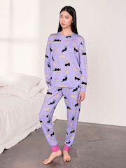 Chelsea Peers Halloween-kissakuvioinen pitkä pyjamasetti - Kuva 1 / 6