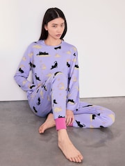 Chelsea Peers Halloween-kissakuvioinen pitkä pyjamasetti - Kuva 3 / 6