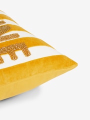 Ochre Yellow 50 x 30cm Velvet Stipe Sunshine Slogan Oblong Cushion - Image 4 of 4