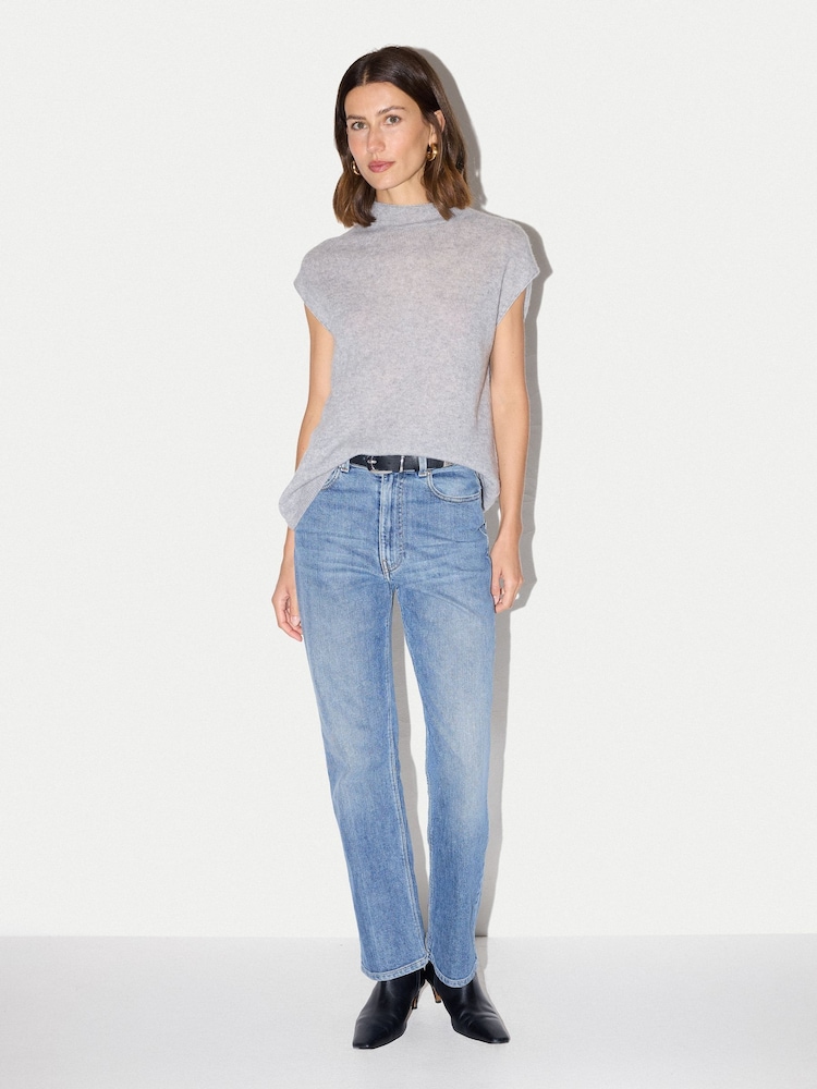 Jigsaw Grey Cloud Cashmere Cap Sleeve Top - Image 2 of 6 Jigsaw Grey Cloud Cashmere Cap Sleeve Top - Image 2 of 6