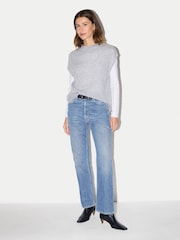 Jigsaw Grey Cloud Cashmere Cap Sleeve Top - Image 3 of 6