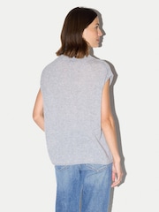 Jigsaw Grey Cloud Cashmere Cap Sleeve Top - Image 4 of 6