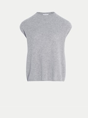 Jigsaw Grey Cloud Cashmere Cap Sleeve Top - Image 6 of 6