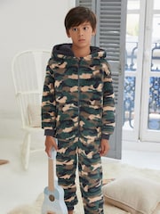 Green Camouflage Fleece All-In-One (3-16yrs) - Image 1 of 5
