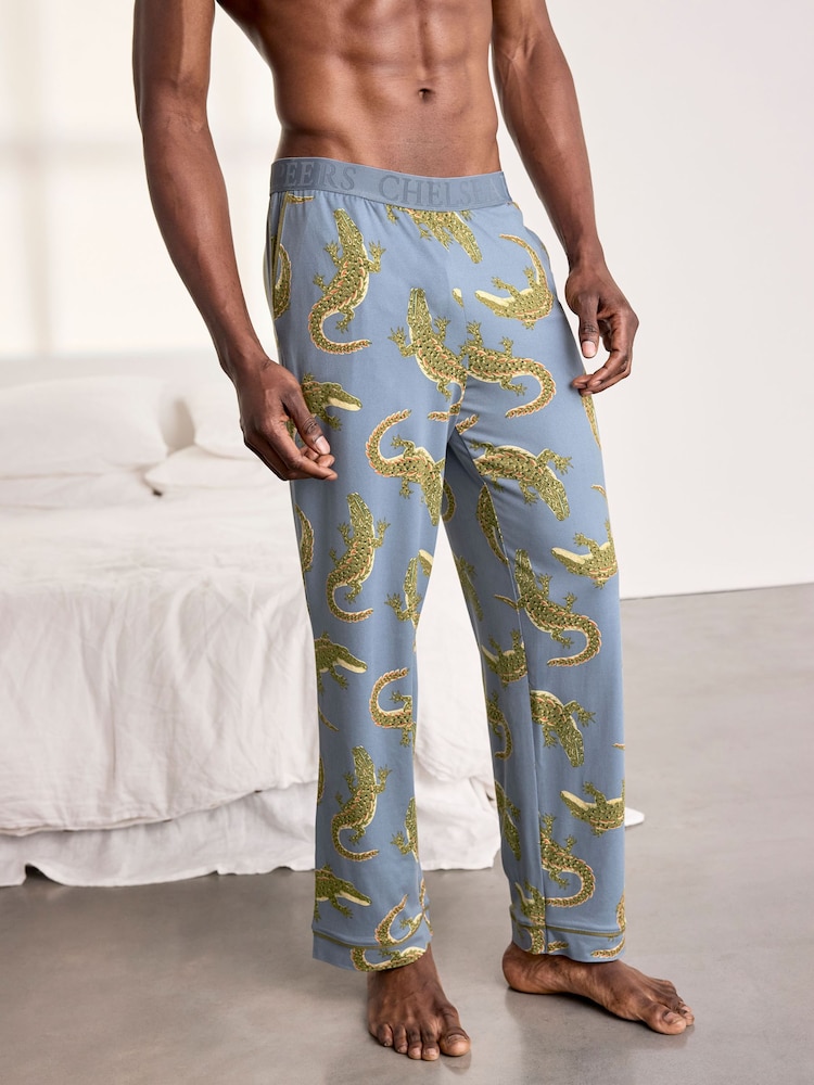 Chelsea Peers Crocodile Lagoon Print Long Pyjama Bottoms - Image 2 sur 5
