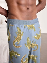 Chelsea Peers Crocodile Lagoon Print Long Pyjama Bottoms - Image 5 sur 5