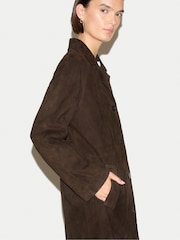 Jigsaw Brown Suede Longline Coat - Image 3 of 7