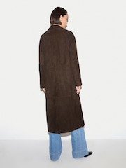 Jigsaw Brown Suede Longline Coat - Image 4 of 7