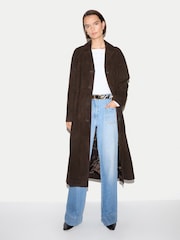 Jigsaw Brown Suede Longline Coat - Image 5 of 7