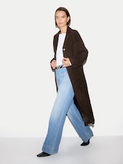 Jigsaw Brown Suede Longline Coat - Image 6 of 7