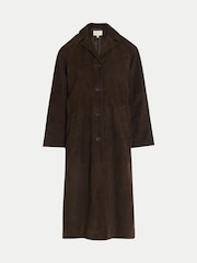 Jigsaw Brown Suede Longline Coat - Image 7 of 7