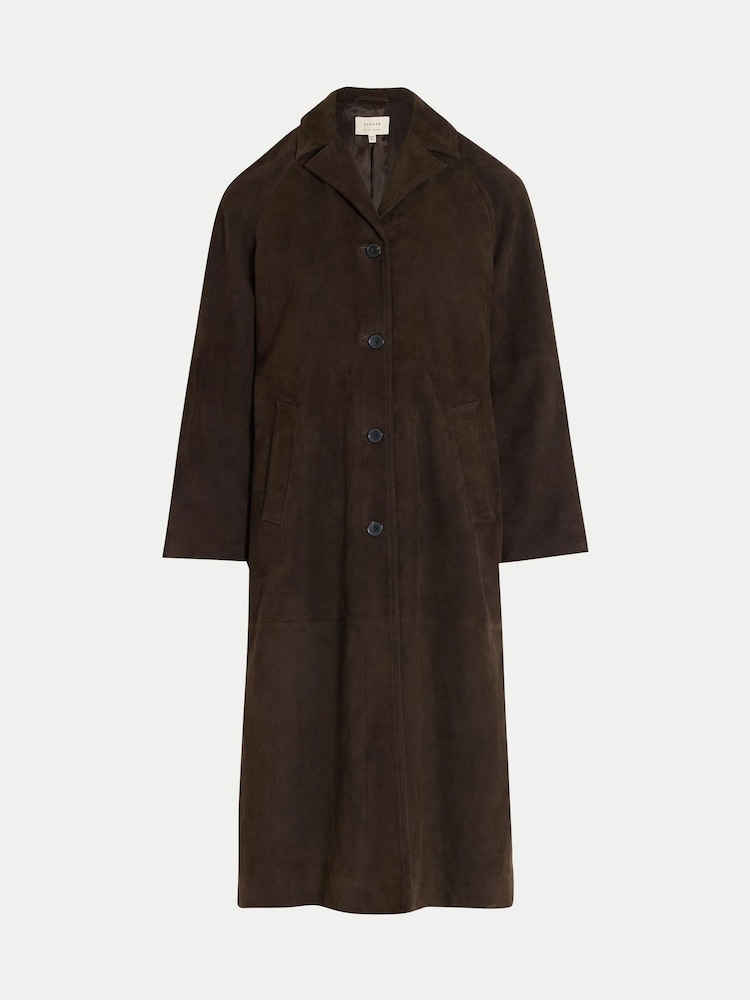Jigsaw Brown Suede Longline Coat - Image 7 of 7 Jigsaw Brown Suede Longline Coat - Image 7 of 7