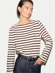 Jigsaw Red High Neck Striped Top - Image 1 of 5