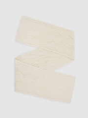Reiss White Polar Cable-Knit Scarf with Wool - Image 1 of 4