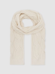 Reiss White Polar Cable-Knit Scarf with Wool - Image 2 of 4