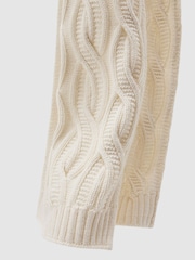 Reiss White Polar Cable-Knit Scarf with Wool - Image 3 of 4