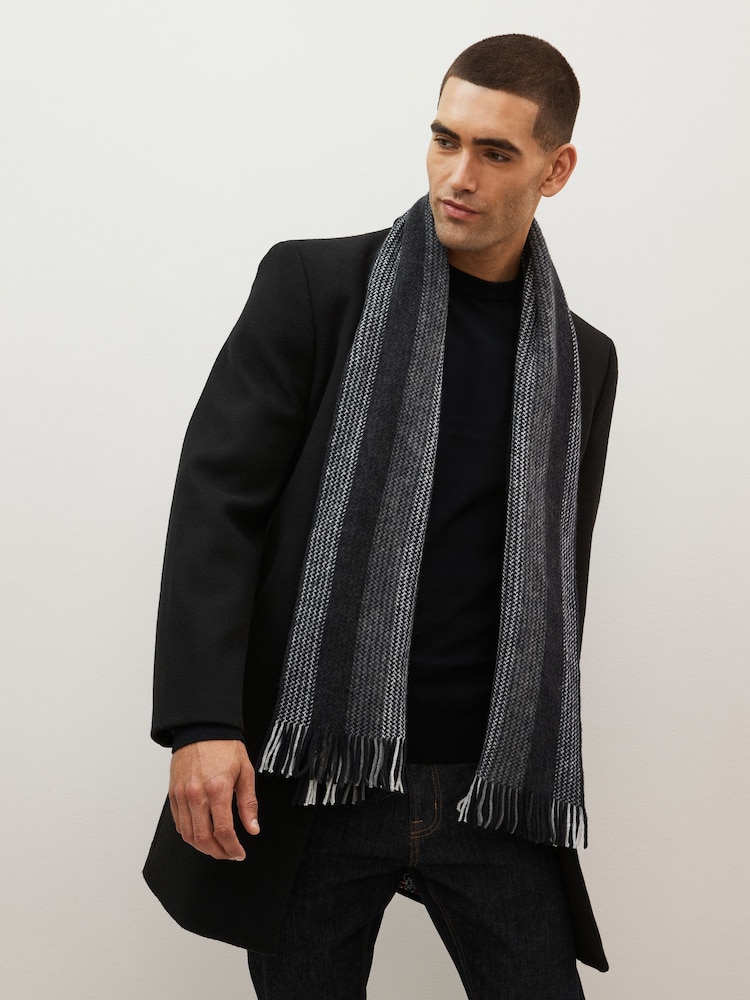 Monochrome Stripe Knitted Scarf - Image 1 of 4