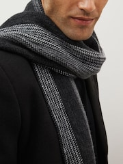 Monochrome Stripe Knitted Scarf - Image 2 of 4