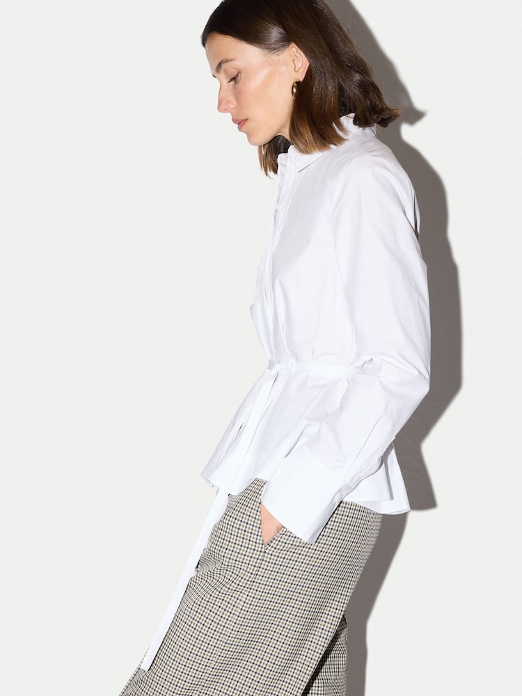 Jigsaw White Peplum Cotton Shirt - Image 2 of 6 Jigsaw White Peplum Cotton Shirt - Image 2 of 6