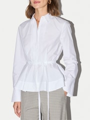 Jigsaw White Peplum Cotton Shirt - Image 3 of 6
