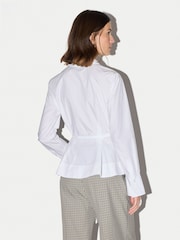 Jigsaw White Peplum Cotton Shirt - Image 4 of 6