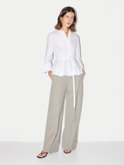 Jigsaw White Peplum Cotton Shirt - Image 5 of 6
