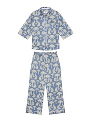 Chelsea Peers Blue Satin Tigers & Peacocks Print Long Pyjamas Set - Image 8 of 8