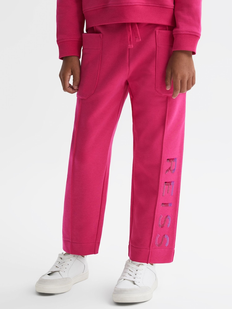 Reiss Bright Pink Mina 4-9 yrs Drawstring Front Seam Joggers - Image 1 of 6