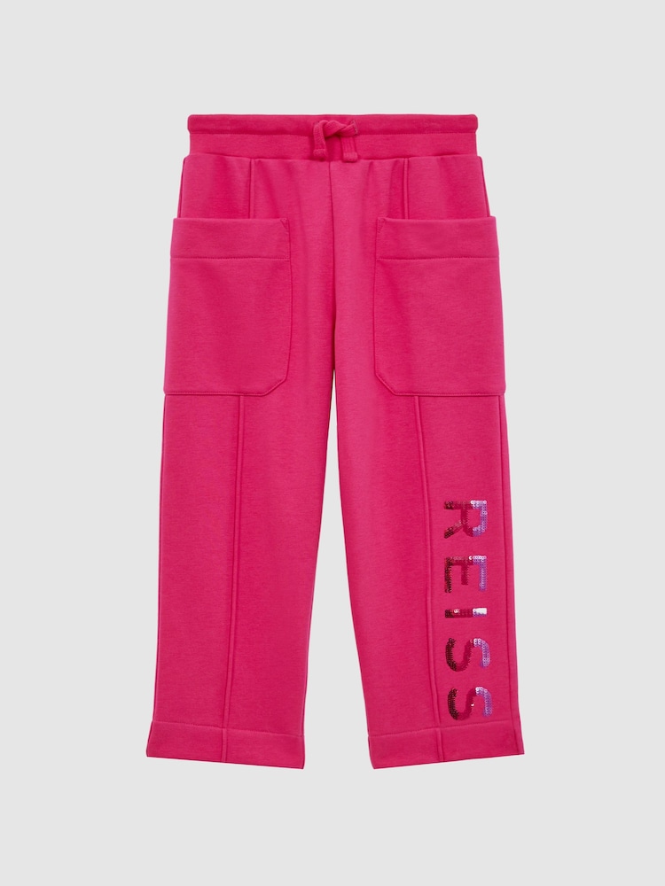 Reiss Bright Pink Mina 4-9 yrs Drawstring Front Seam Joggers - Image 2 of 6