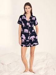 Chelsea Peers Blue Elephant Dreamscape Print Short Pyjamas Set - Image 2 of 6