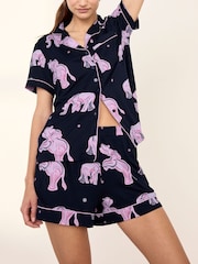 Chelsea Peers Blue Elephant Dreamscape Print Short Pyjamas Set - Image 3 of 6