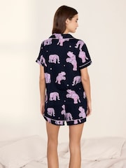 Chelsea Peers Blue Elephant Dreamscape Print Short Pyjamas Set - Image 4 of 6