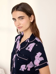 Chelsea Peers Blue Elephant Dreamscape Print Short Pyjamas Set - Image 6 of 6