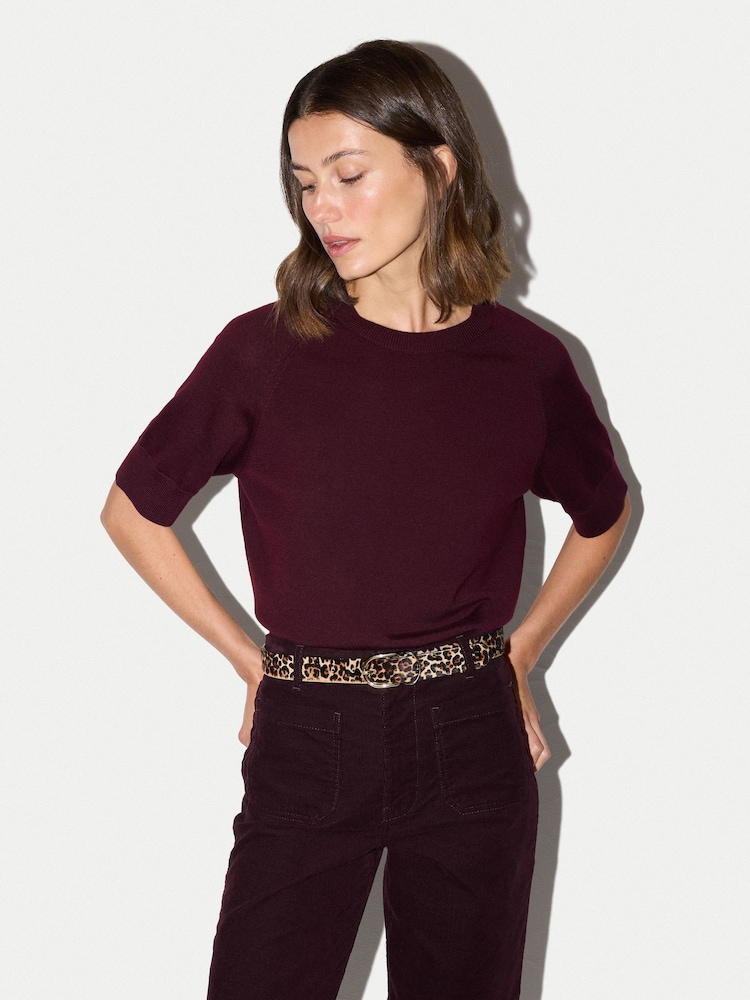 Jigsaw Red Fine Merino Raglan T-Shirt - Image 1 of 5