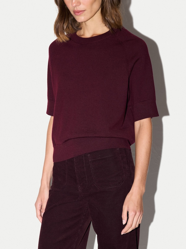 Jigsaw Red Fine Merino Raglan T-Shirt - Image 2 of 5