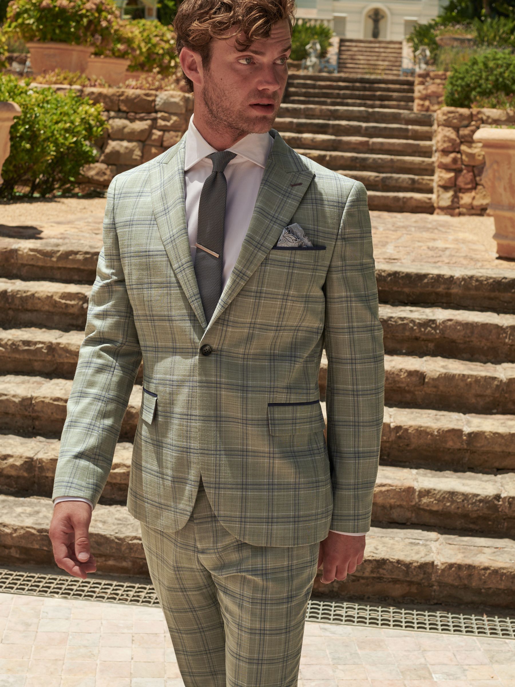 Skinny fit check suit best sale