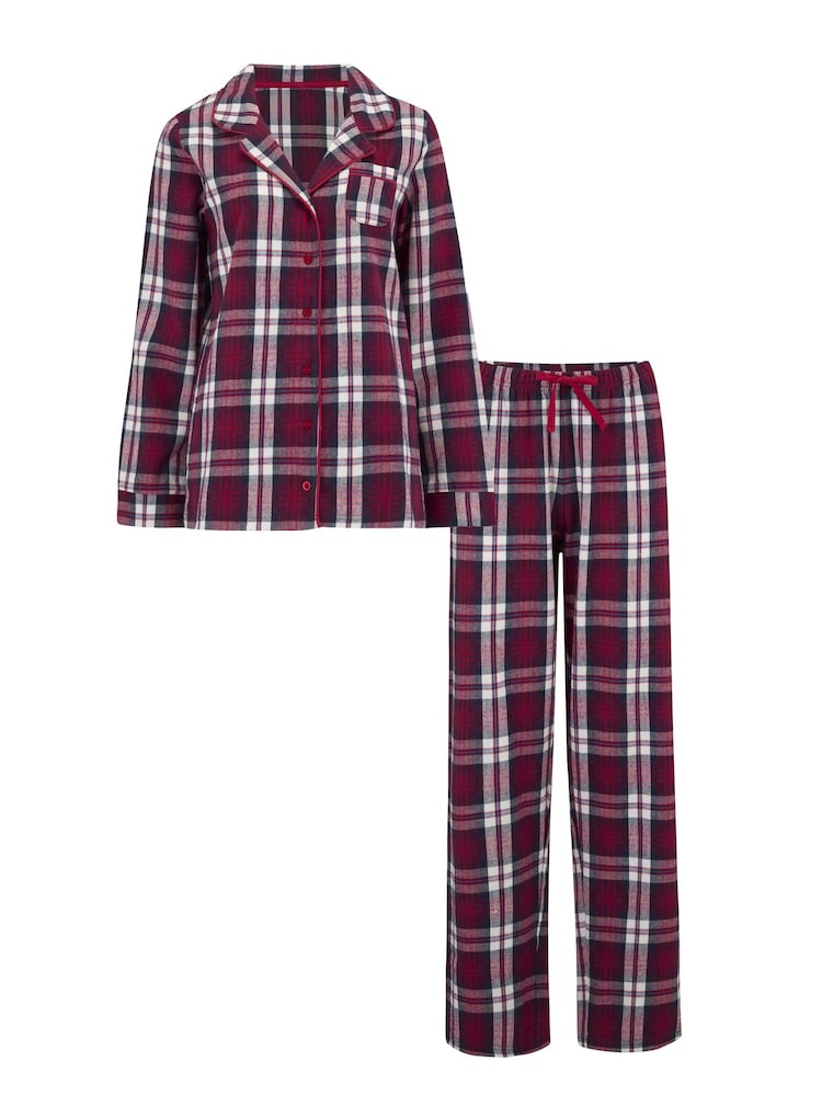 Pour Moi Purple Multi Cosy Check Brushed 100% Cotton Pyjamas Gift Set - Image 4 of 5