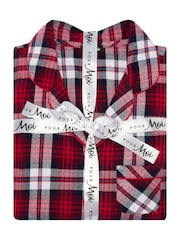 Pour Moi Purple Multi Cosy Check Brushed 100% Cotton Pyjamas Gift Set - Image 5 of 5