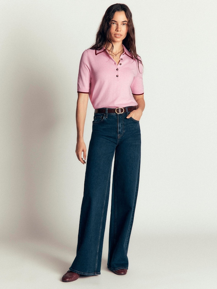 Boden Pink Collared Knitted T-Shirt - Image 1 of 5 Boden Pink Collared Knitted T-Shirt - Image 1 of 5