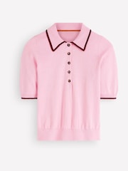 Boden Pink Collared Knitted T-Shirt - Image 4 of 5