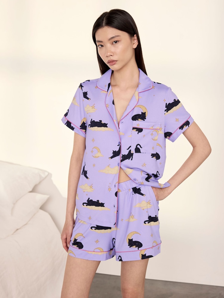 Chelsea Peers Halloween-kissakuvioinen lyhyt pyjama-setti - Kuva 1 / 5